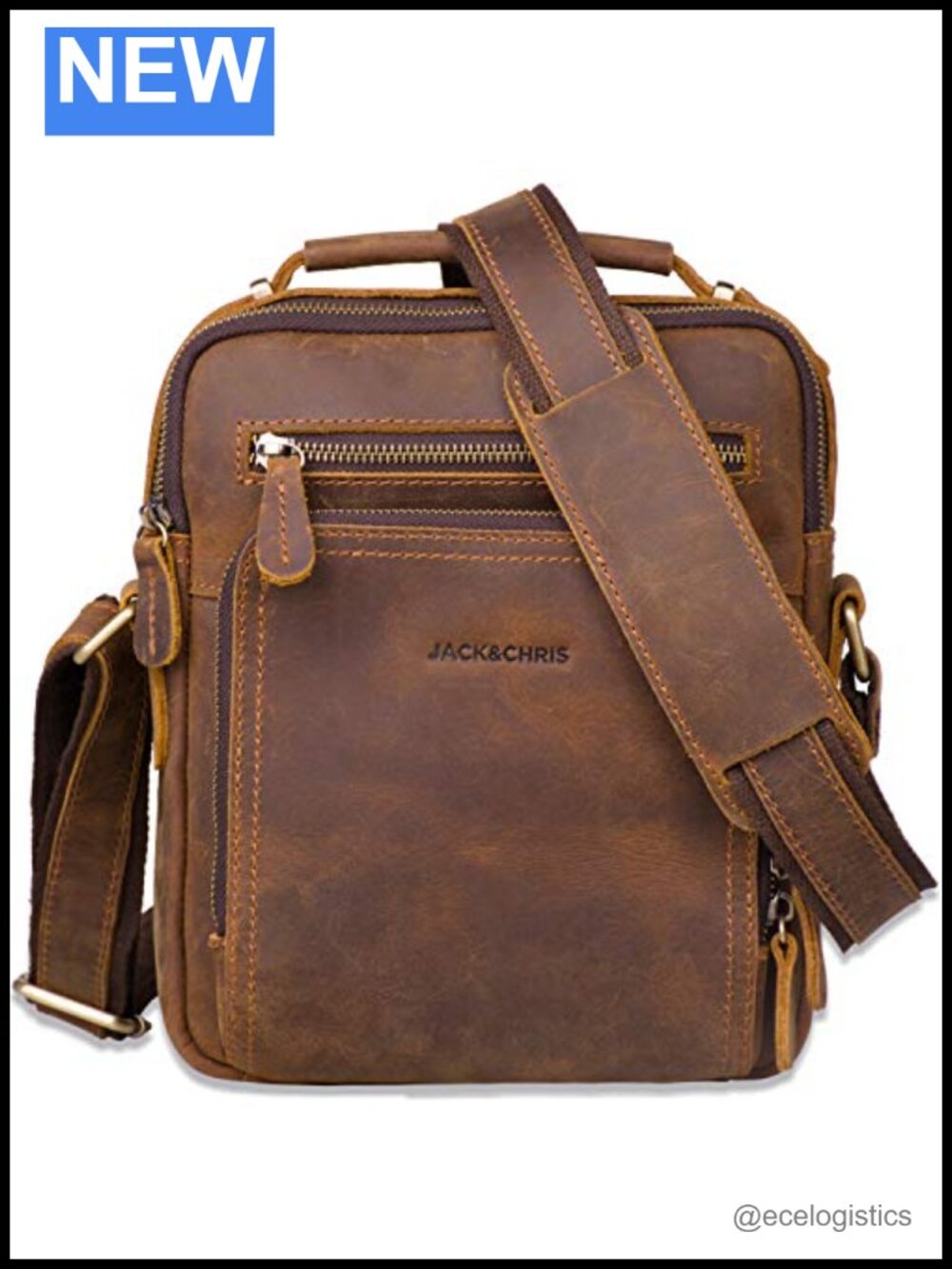 Genuine Leather Messenger Bag Crossbody Shoulder Bag Work Travel Vintage